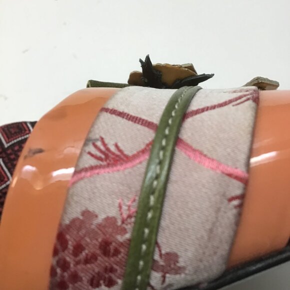 Prada Size 38 Red High Heel with Orange and Yellow Decorated Shoes - Picture 6 of 8